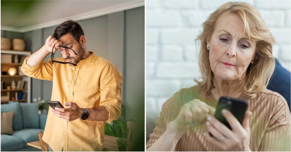 (L ) A man looks stressed reading something on his phone ; (R) An elderly woman texting on phone (Representative Cover Image Source: L - Getty Images | Milan Markovic, R - Pexels| Teona Swift)