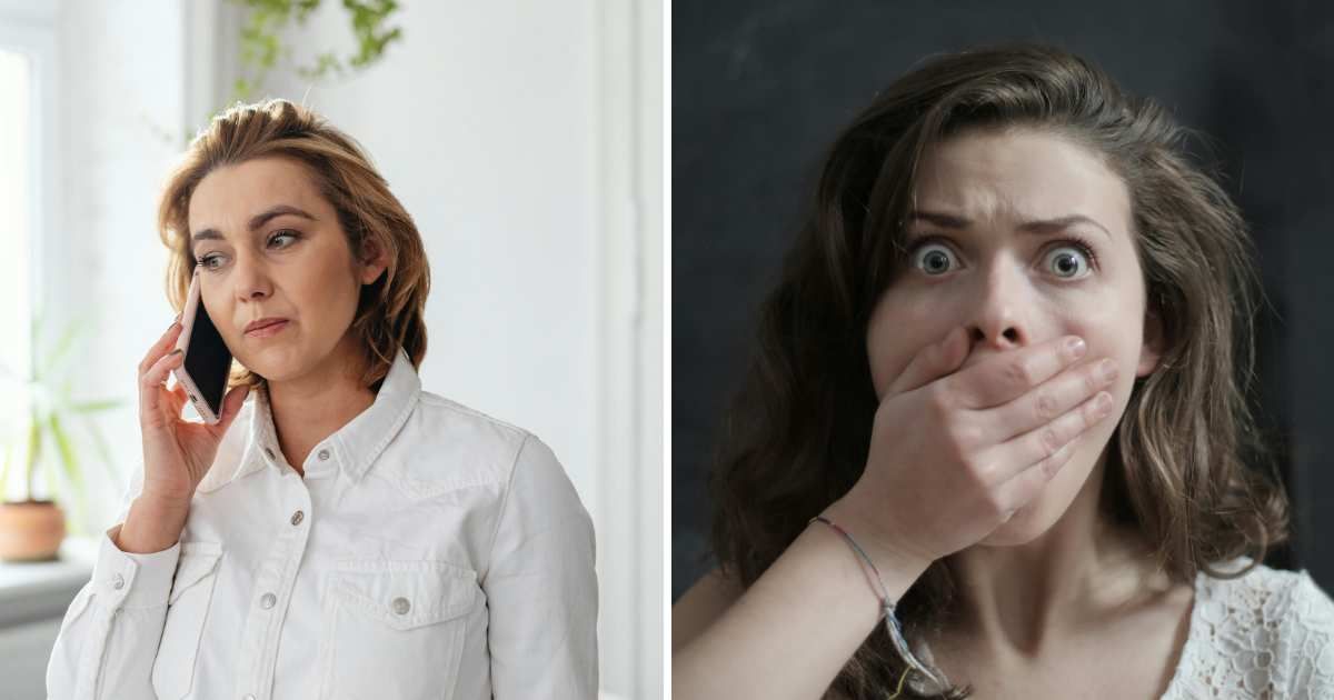 (L) Woman on call. (R) Stunned woman. (Representative Cover Image Source: Pexels | (L) www.kaboompics.com, (R) Andrea Piacquadio)