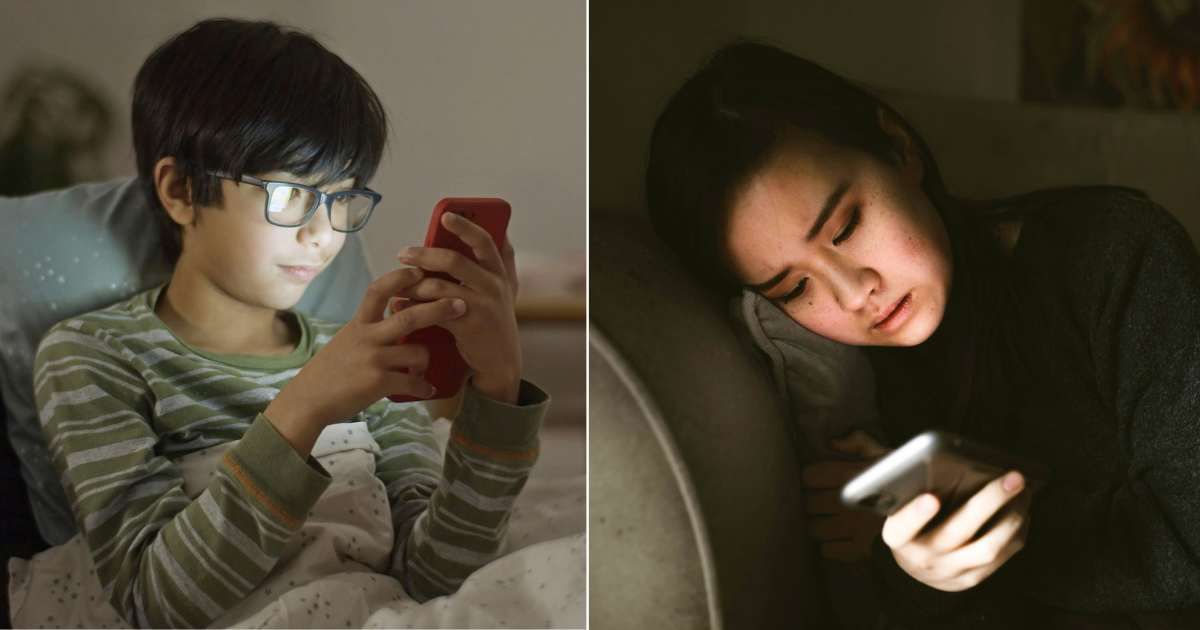 (L) Little boy texting on phone. (R) Depressed woman reading text on phone. (Representative Cover Image Source: Pexels| L - Kampus Production, R - RDNE Stock Project)