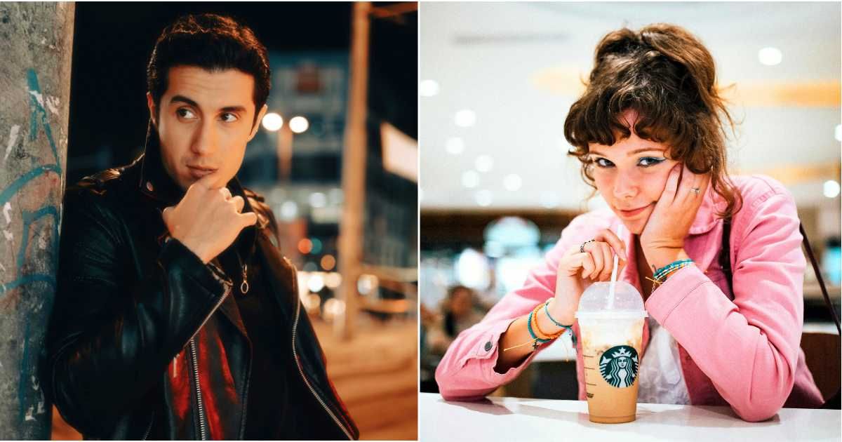 (L) Curious man standing on street corner. (R) A woman sipping on Starbucks and smirking. (Representative Cover Image Source: Pexels| L - Wolrider YURTSEVEN, R - Toni Ferreira Photos)