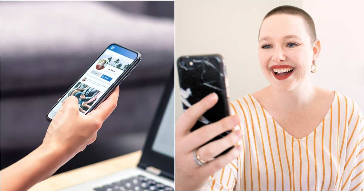 (L) Woman scrolling through a person's profile on social media. (R) Woman chuckling while looking at her phone. (Representative Cover Image Source: L - Getty Images| Tero Vesalainen, R - Unsplash| Sincerely Media)