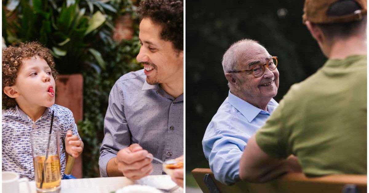 (L ) A father and son eating at a restaurant ; (R) An old man talking to someone (Representative Cover Image Source: (L) Pexels; (R) Getty Images | Photo by (L) RDNE Stock project ; (R) Westend61)