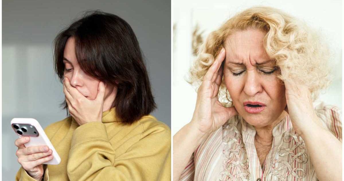 (L ) A woman looks shocked seeing something on her phone ; (R) An old woman injured her head (Representative Cover Image Source: Getty Images | Photo by (L) Ekaterina Demidova ; (R) fotomary)