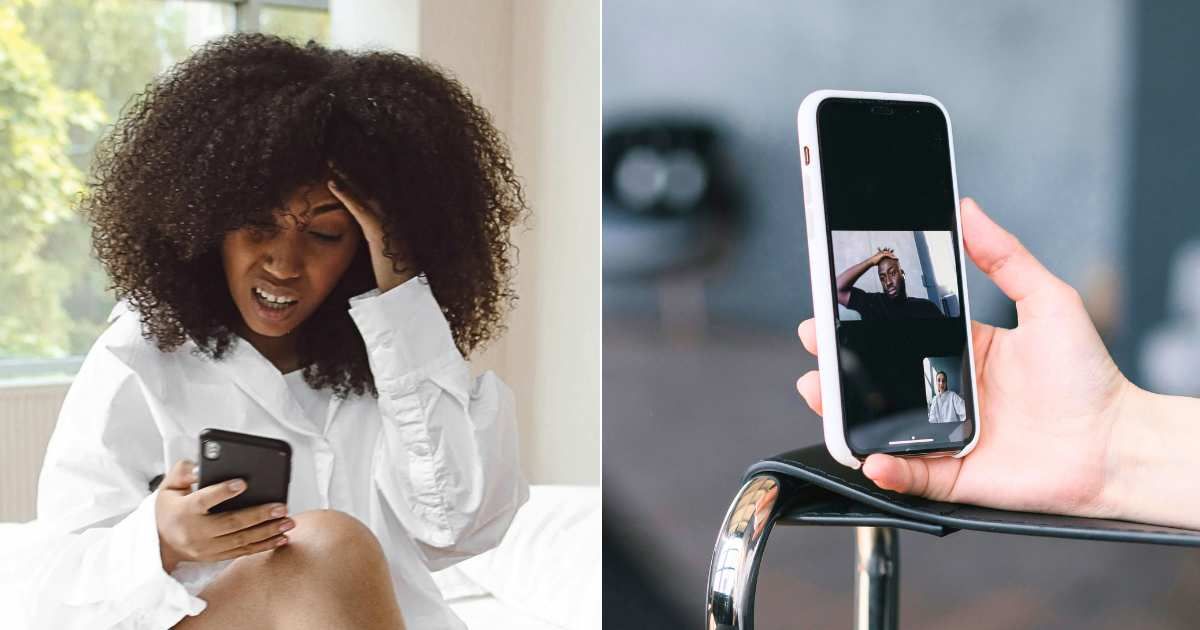 (L) Woman looks at her phone, shocked. (R) Woman speaking to man on FaceTime. (Representative Cover Image Source: Pexels| L - Polina Tankilevitch, R - Mikhail Nilov)
