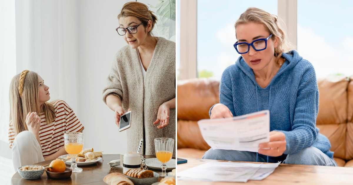 Woman arguing with a teen (L). Woman shocked at reading the contents of an envelope (R). (Representative Cover Image Source: Pexel and Getty Images | Photo by www.kaboompics.com and Iryna Melnyk)