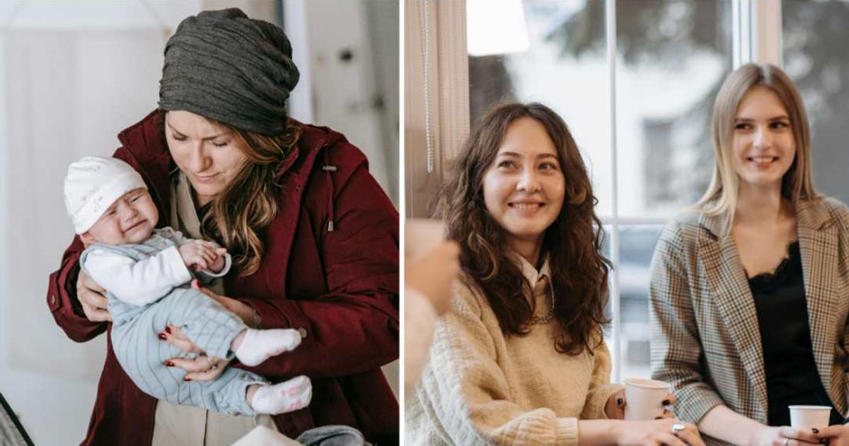 (L ) A mother carrying her baby ; (R) A group of women looking and smiling (Representative Cover Image Source: Getty Images | Photo by (L) Sarah Chai; (R) Pavel Danilyuk )