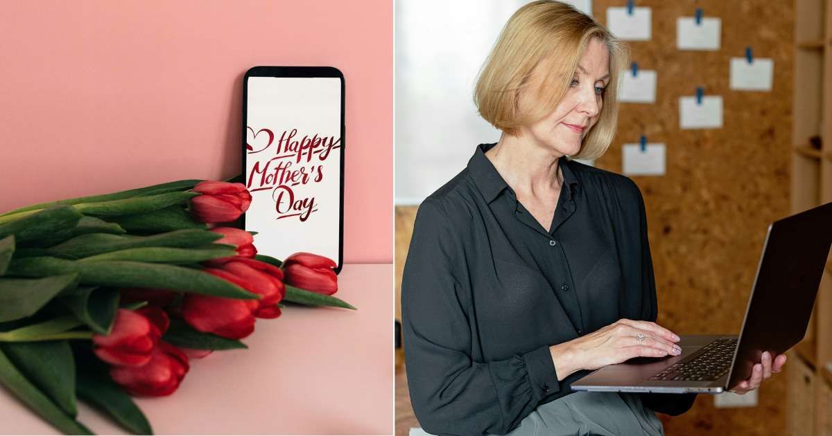 (L) Mother's day greeting on the phone. (R) A woman emotionally smiles softly as she looks at the laptop. (Representative Cover Image Source: Pexels| L - Alleksana, R - Mikhail Nilov)