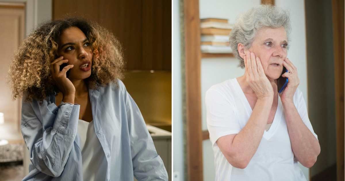 (L) A woman is confused over a call. (R) A senior woman sounds disappointed and worried over the phone. (Representative Cover Image Source: Pexels| L - cottonbro studio, R - Kampus Production)