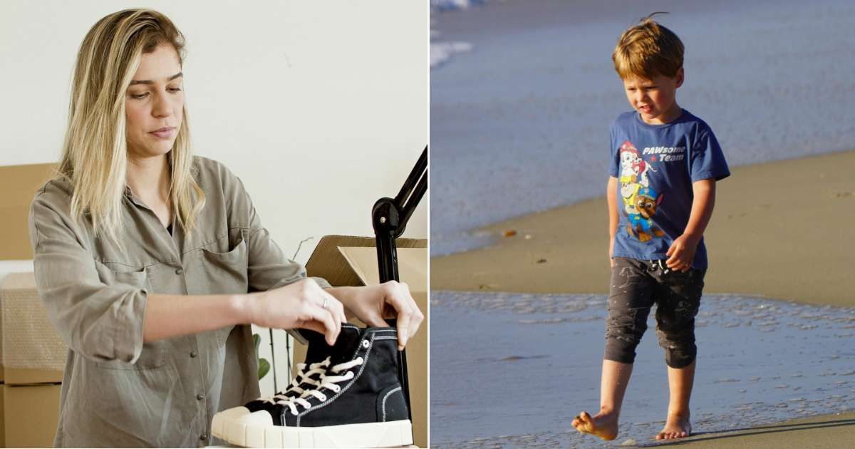 (L) A woman packing a pair of shoes (R) A child walking barefoot (Representative Cover Source: Pexels | (L) Kampus Production; (R) Nico Meucci)