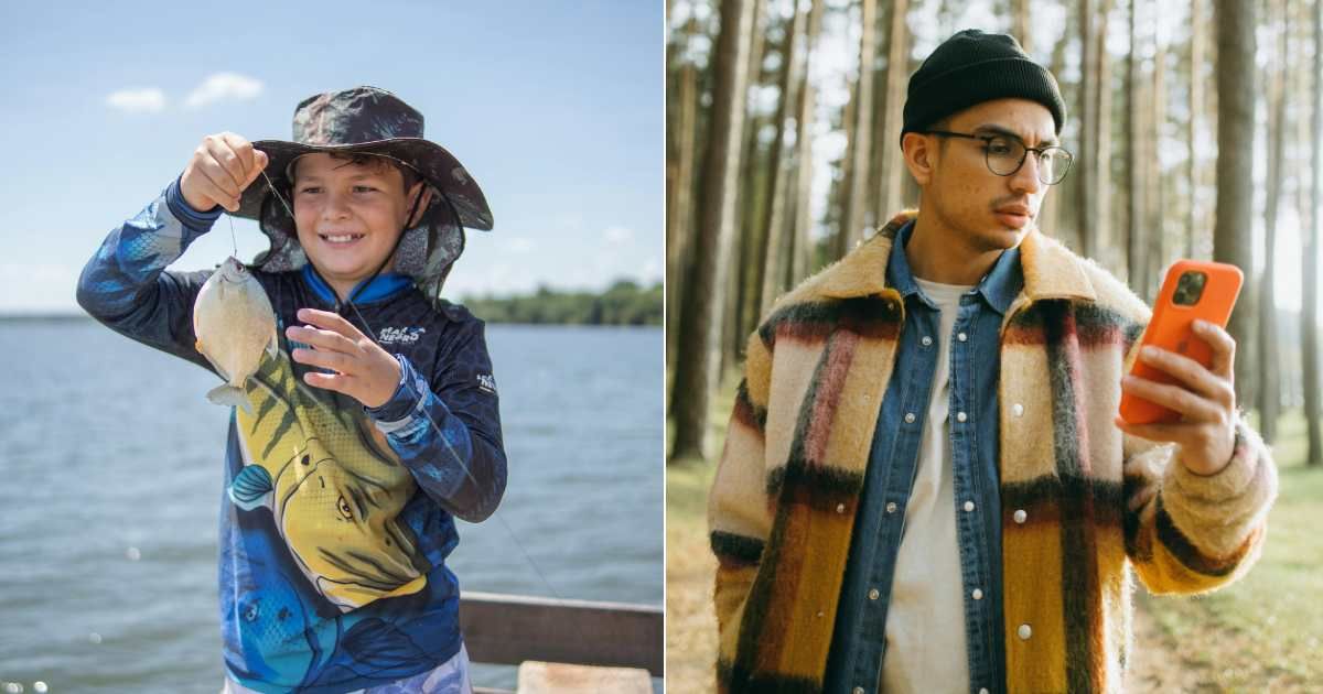 (L) Little boy fishing. (R) Man looks at phone, shocked and confused. (Representative Cover Image Source: Pexels| L - Rafaela Freire, R - Maksim Goncharenok)