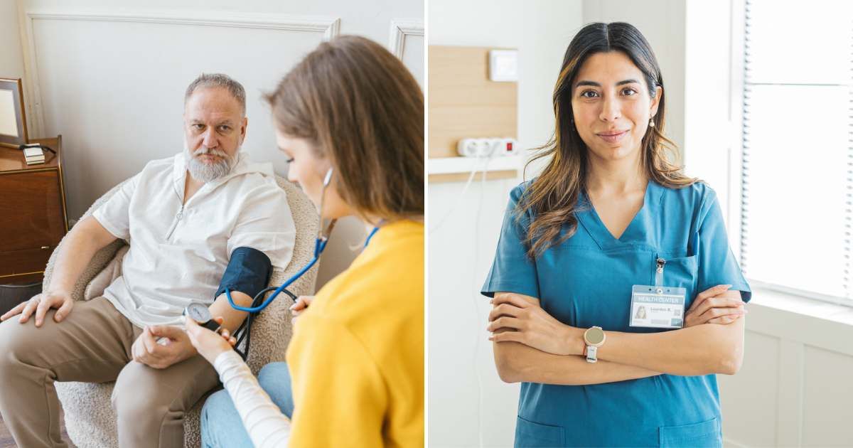  (L) A man pensively looks at a nurse. (R) A nurse with a satisfactory glee on her face. (Representative Cover Image Source: L - Pexels| AI25.Studio, R - Getty Images| svetikd)