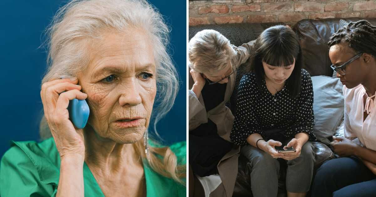 (L) Old woman using phone. (R) People looking at phone together. (Representative Cover Image Source: Pexels | (L) SHVETS production, (R) RDNE Stock project)