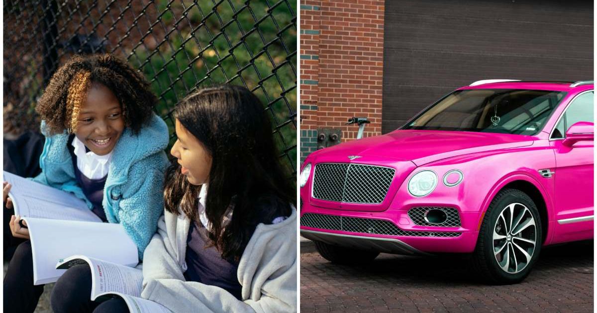 (L ) Two girls talking to each other ; (R) A fancy car (Representative Cover Image Source: Pexels | Photo by (L) Mary Taylor ; (R) Owen.outdoors)