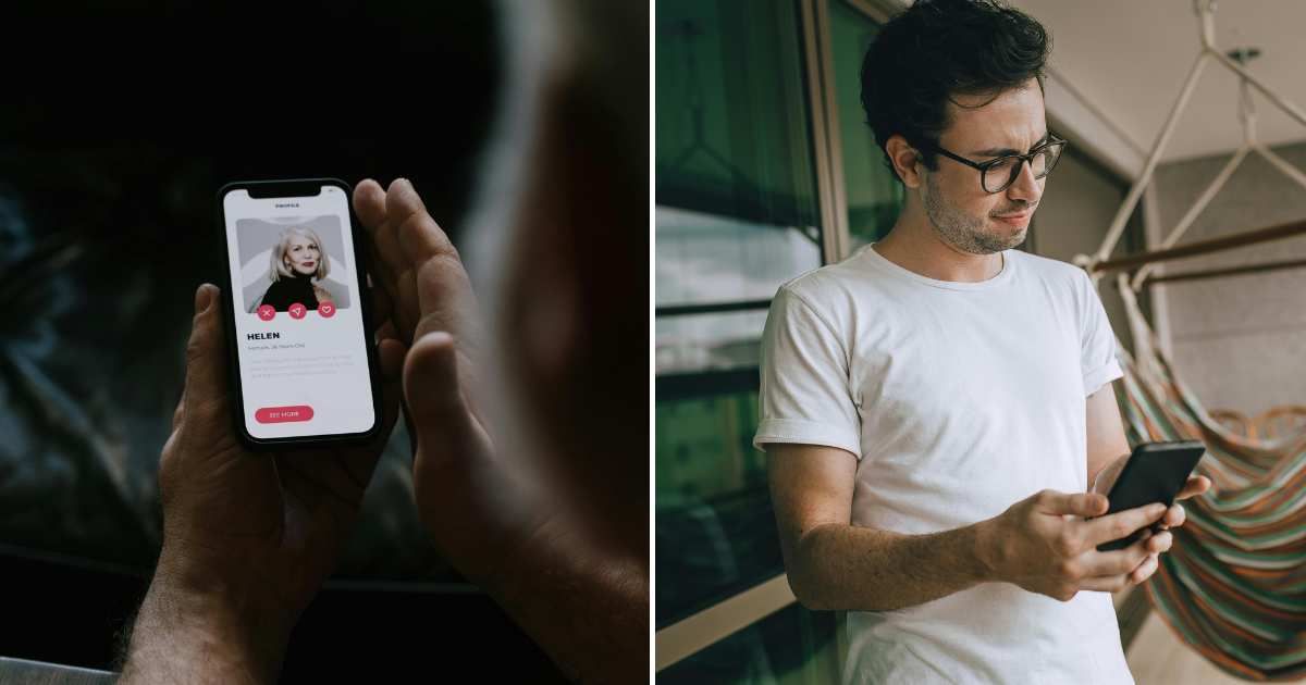 A man scrolling through a dating application (L). A man shocked and confused upon reading a text over the phone (R) (Representative Cover Image Source: Pexels Images | Photo by cottonbro studio and Helena Lopes)
