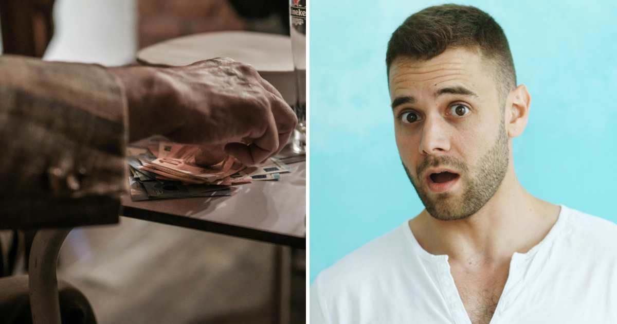 (L) Man leaving tip. (R) Stunned man. (Representative Cover Image Source: Pexels | (L) Fausto Ferreira , (R) Vitaly Gariev)