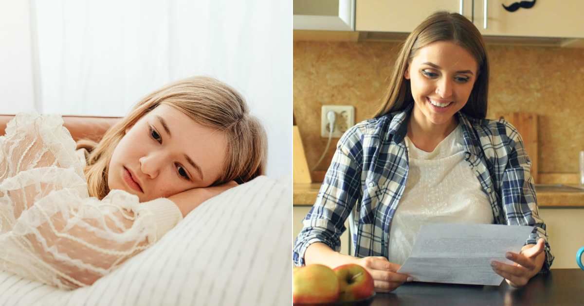 (L) Teenage girl looks depressed and lonely. (R) Woman smiles in relief as she reads letter. (Representative Cover Image Source: Pexels| L - Karola G, R - Vitaly Gariev)