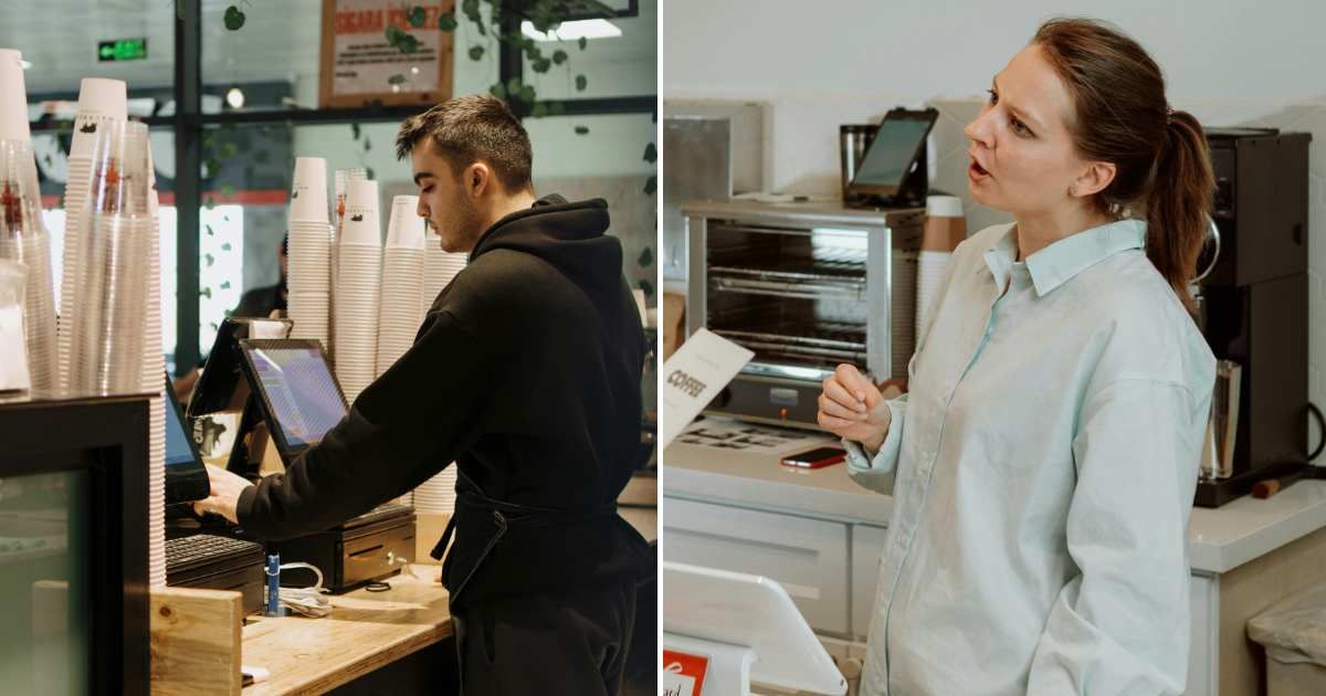 (L) Male employee at cash counter. (R) Female scolding someone. (Representative Cover Image Source: Pexels | (L) Berna, (R) RDNE Stock project)