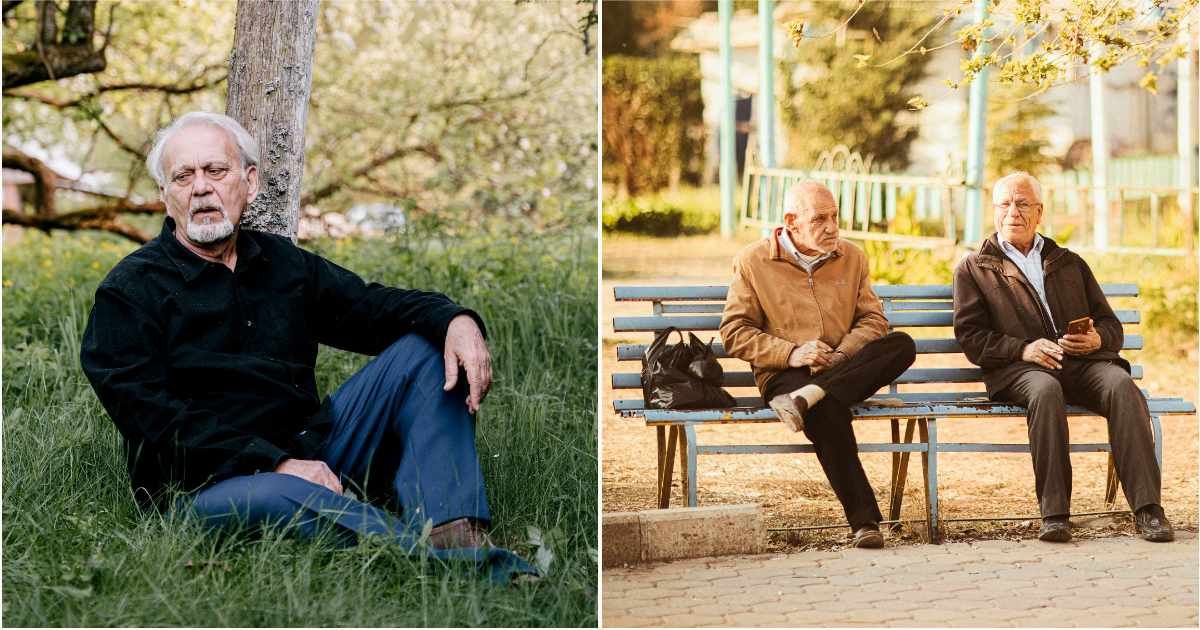 (L) An elderly man looks hurt and uneasy, sitting on the ground ; (R) Two men talking (Representative Cover Image Source: Pexels | (L) Ivan S ; (R) Reem Mansour )