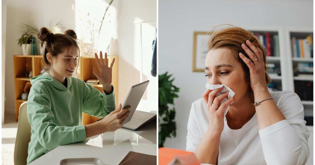 (L) A young girl talking to someone on a call ; (R) A woman gets emotional and cries (Representative Cover Image Source: Pexels | (L) www.kaboompics.com ; (R) Julia M Cameron)