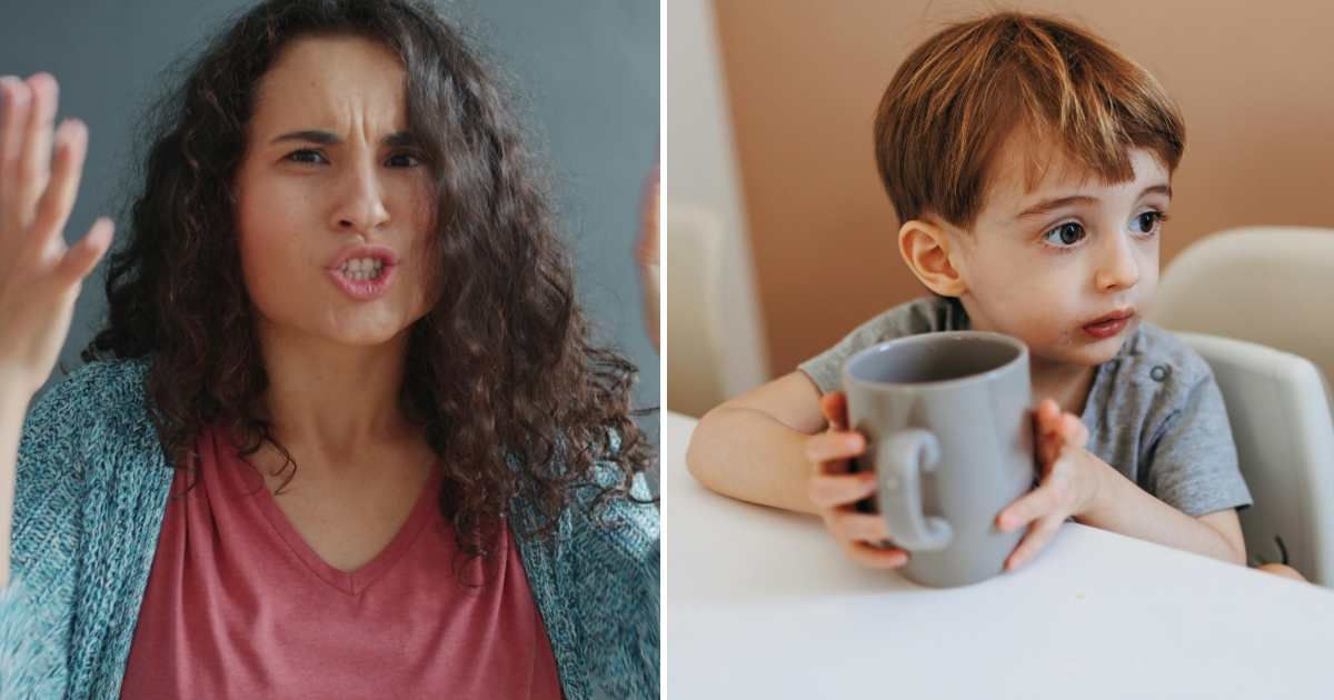 (L) Angry woman. (R) Toddler holding cup. (Representative Cover Image Source: Pexels | (L) Vitaly Gariev, (R) Helena Lopes)