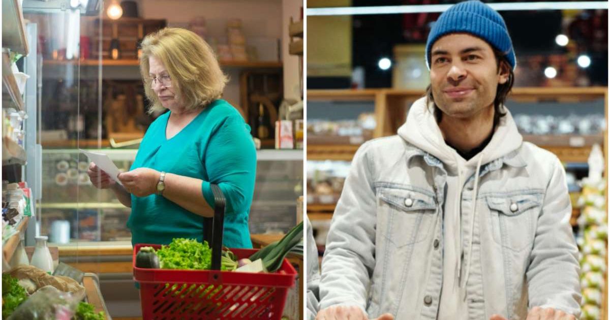 (L)  An elderly woman at a grocery store ; (R) A man looking and smiling while shopping (Representative Cover Image Source: Pexels | (L) Kampus Production ; (R) Jack Sparrow)