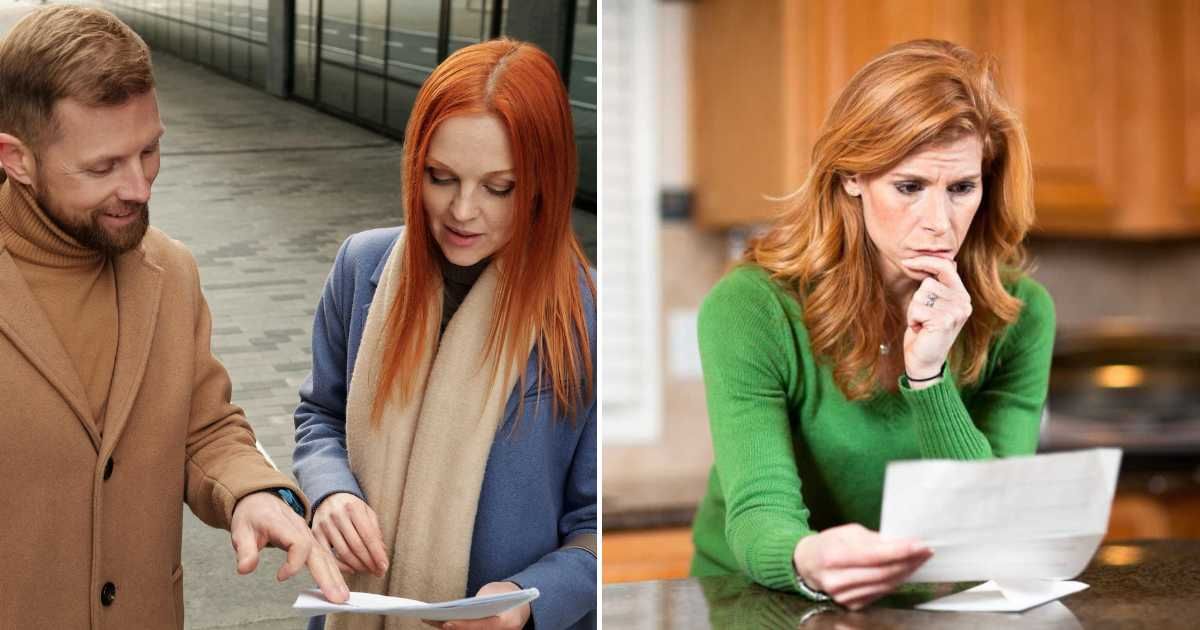 A man showing something on a paper to a woman (L). A woman was shocked upon reading something (R). (Representative Cover Image Source: Pexels Images | Photo by Jack Sparrow and Pawel gaul)