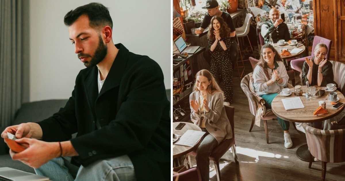 (L) Man taking out a card from his wallet. (R) Happy people are cheering in a cafe. (Representative Cover Image Source: Pexels | (L) Cup of Couple, (R) Дмитрий Зайцев)