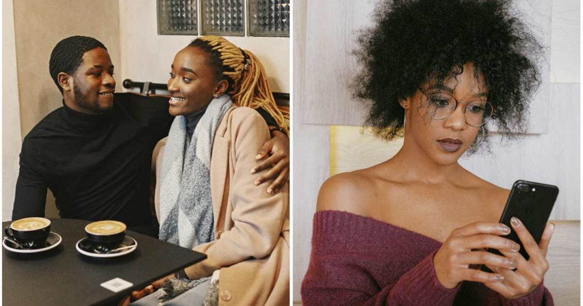 (L) A couple on a date ; (R) A woman looks stunned reading something on her phone (Representative Cover Image Source: Pexels | Photo by (L) Gustavo Fring ; (R) Anna Shvets)