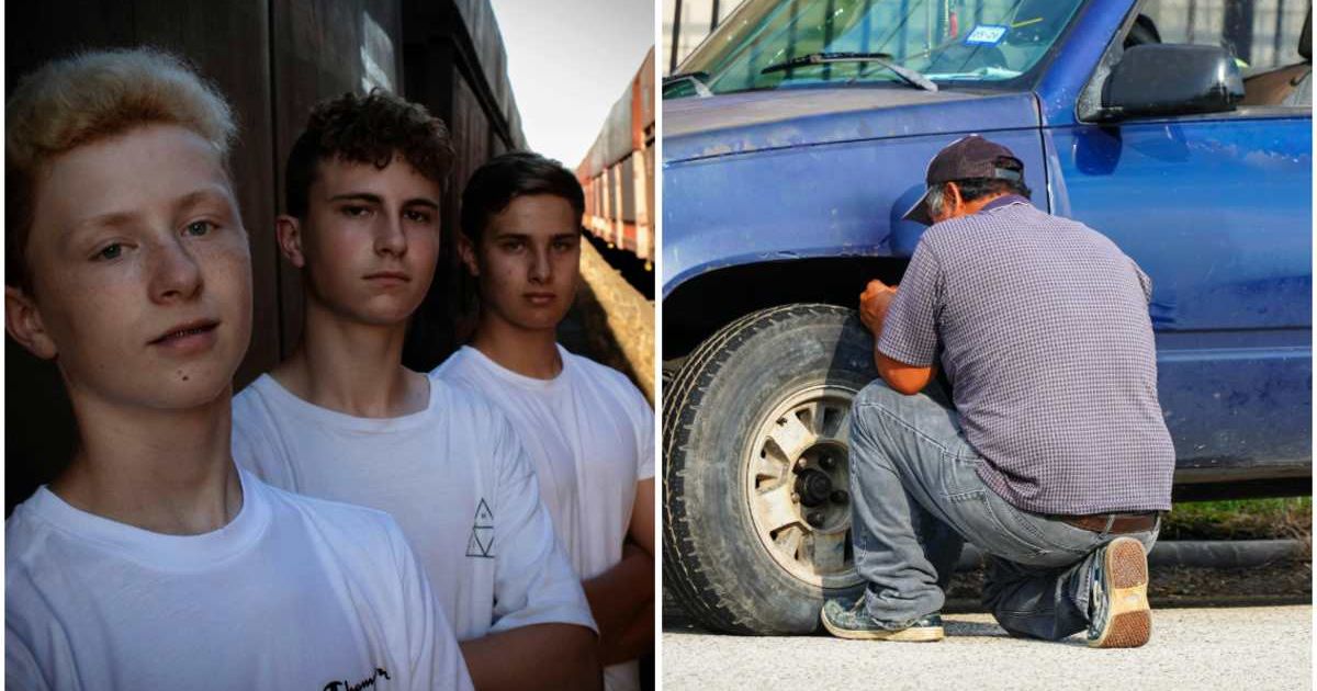 (L) Three teenagers; (R) A man changing the car tires (Representative Cover Image Source: Pexels |  (L) Jakub Dočekal  ; (R) Eddie O.)