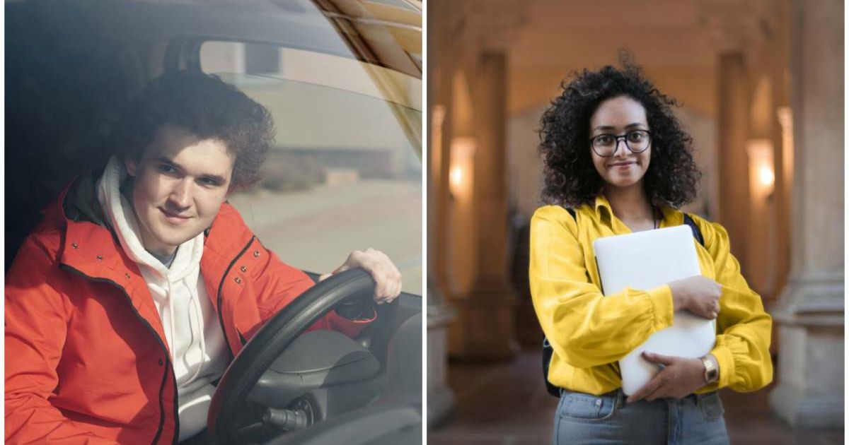 (L) Uber driver waiting for someone ; (R) A student holds her laptop in delight (Representative Cover Image Source: Pexels | (L) Norma Mortenson ; (R) Andrea Piacquadio)