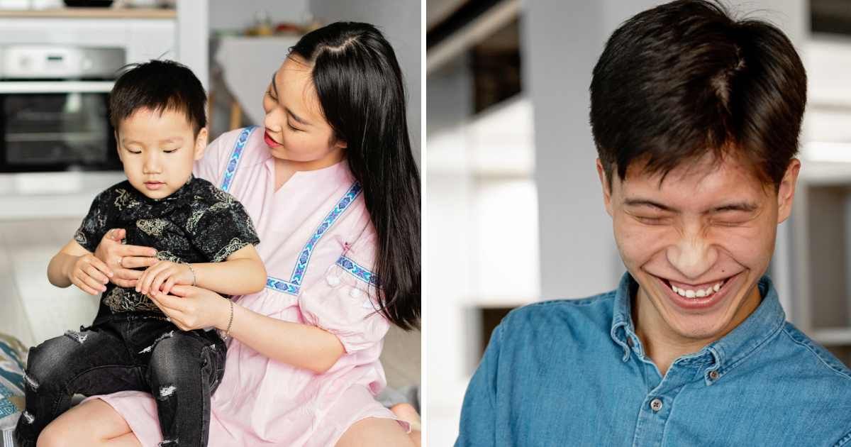 (L) Mom with toddler. (R) Man laughing. (Representative Cover Image Source: Pexels | (L) Mikhail Nilov, (R) Mikhail Nilov)