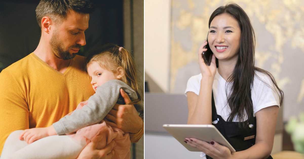 (L) Dad and daughter look upset. (R) Employee holding an iPad while speaking on a call. (Representative Cover Image Source: Pexels| L - Anna Shvets, R - Andrea Piacquadio)