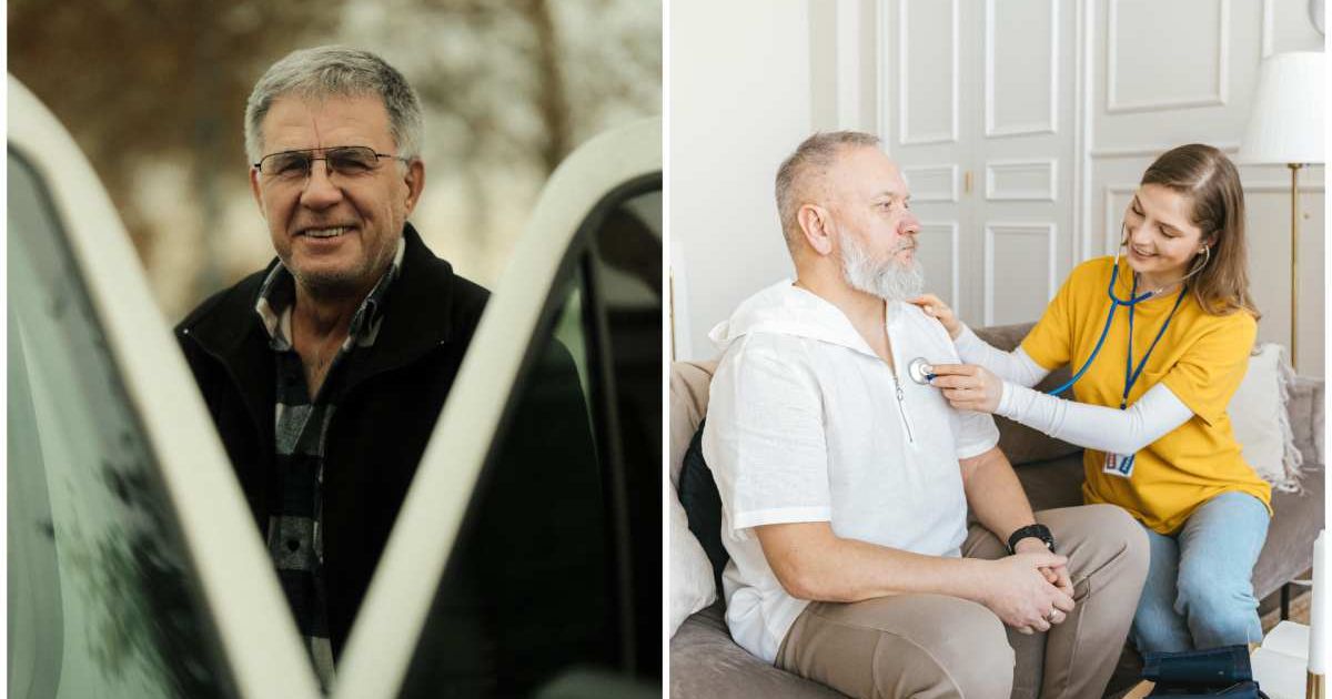 (L) Elderly man getting into a car. (R) Doctor assessing patient. (Representative Cover Image Source: Pexels| L - Eray Karataş, R - AI25 Studio)
