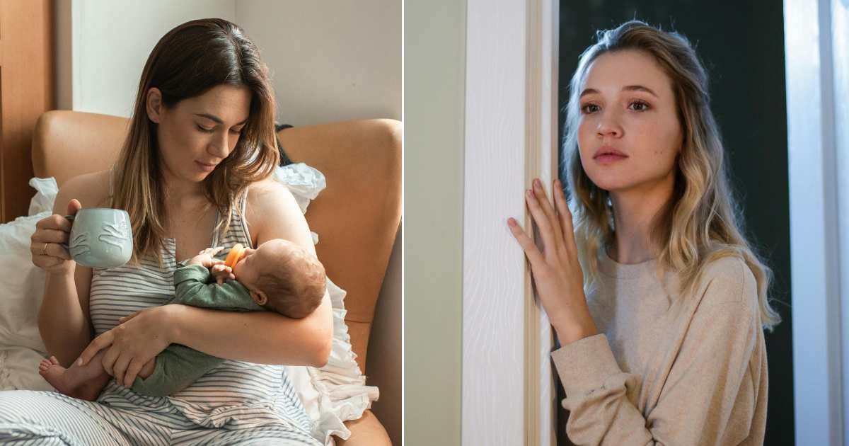 (L) Mom looks intently and affectionately at her baby. (R) An emotional woman at the entrance of her home. (Representative Cover Image Source: Pexels| L - RDNE Stock Project, R - Cottonbro studio)