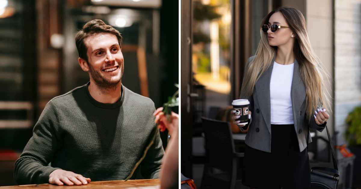 (L) Man on date. (R) Woman leaving cafe. (Representative Cover Image Source: Pexels | (L) Katerina Holmes, (R) Lara Stratiychuk)