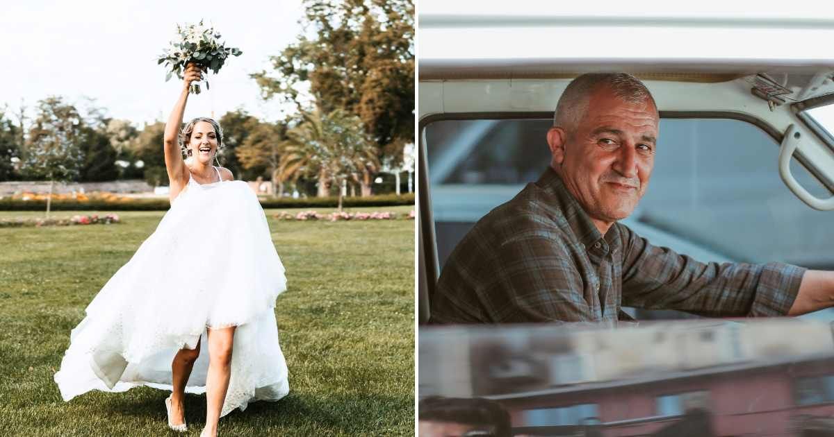 (L) A bride hiking her skirts up and running. (R) A bus driver smiles. (Representative Cover Image Source: Getty Images | L -Kelvin Murray Masood Aslami, R - Pexels| Yakup Polat)