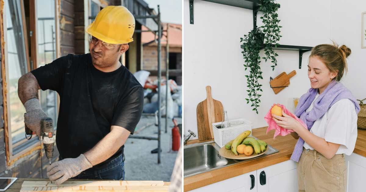 (L) A man working hard. (R) A woman doing household chores. (Representative Cover Image Source: Pexels| L - Mikael Blomkvist, R - SHVETS production)