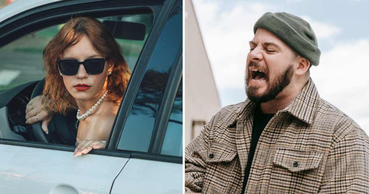 (L) Woman sitting in car. (R) Angry man shouting. (Representative Cover Image Source: Pexels | (L) Mayara Caroline Mombelli, (R) Anna Pou)