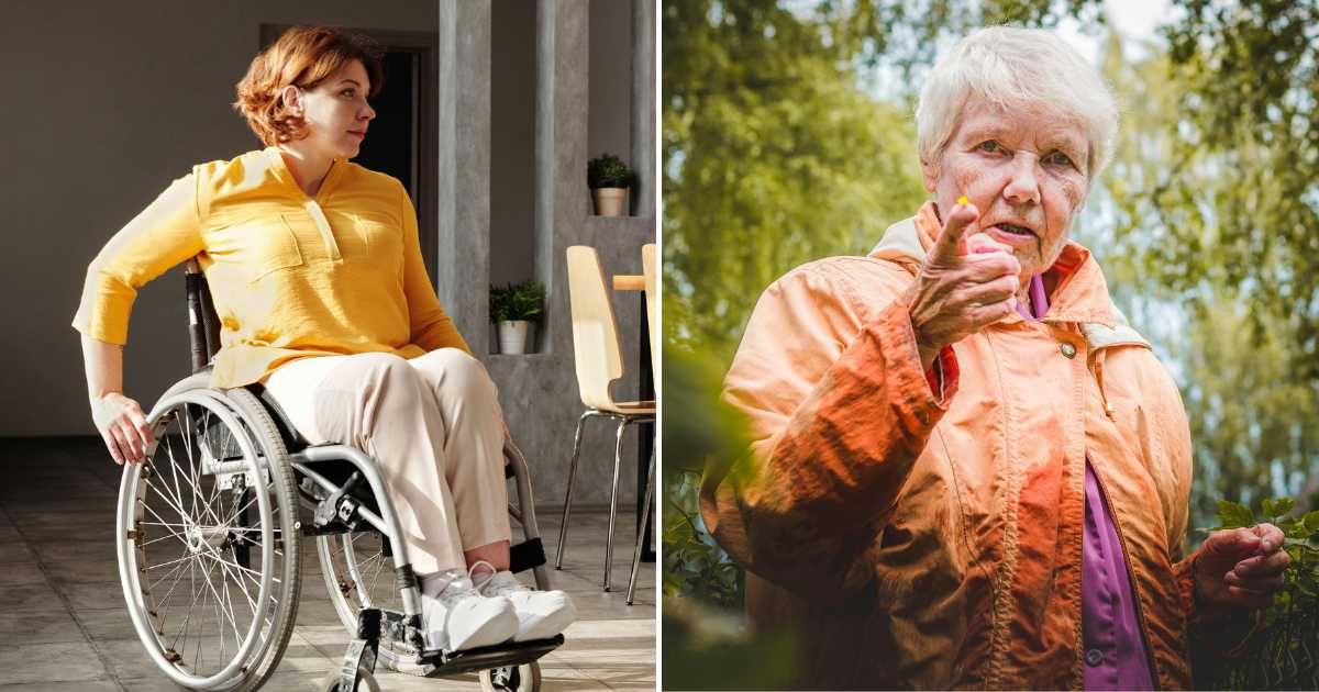 A woman in a wheelchair (L). A elderly woman angrily pointing (R)(Representative Cover Image Source: Pexels Images | Photo by Marcus Aurelius and Paul Theodor Oja)