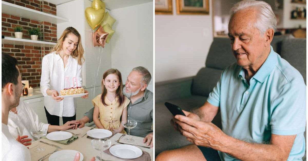 (L ) A woman celebrating her husband's birthday with her family ; (R) An old man messaging someone (Representative Cover Image Source: Pexels | Photo by (L) Ivan S ; (R) Helena Lopes)
