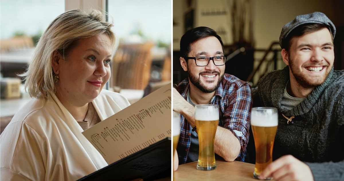 (L) A woman at a bar/restaurant. (R) Men at bar laughing. (Representative Cover Image Source: Pexels| L - mohamed, R -Pressmaster)