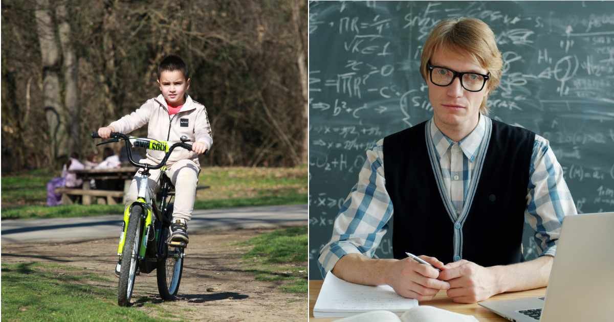 (L) A kid riding a bike ; (R) A teacher in the classroom (Representative Cover Image Source: (L) Pexels| Boris Hamer ; (R) Unsplash| Vitaly Gariev)