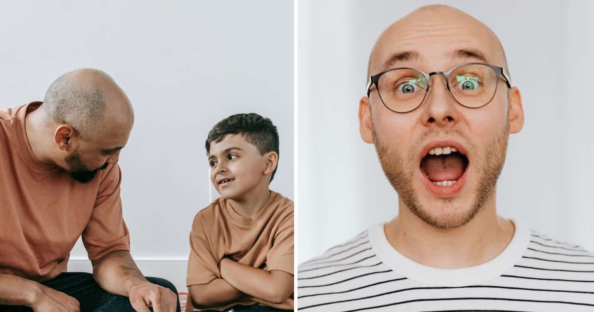 (L) Dad talking to son. (R) Stunned man. (Representative Cover Image Source: Pexels | (L) Timur Weber, (R) www.kaboompics.com)