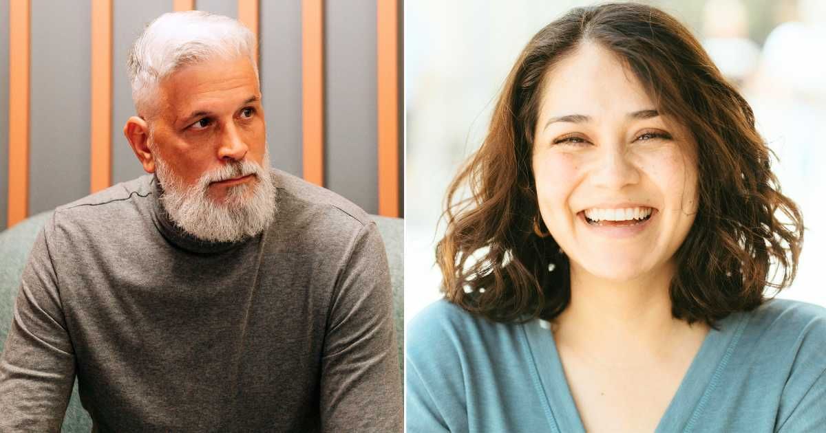 (L) A man looks stern and serious. (R) A woman smiling joyously. (Representative Cover Image Source: Pexels| L - Cottonbro Studio, R - Ivan Aguilar)