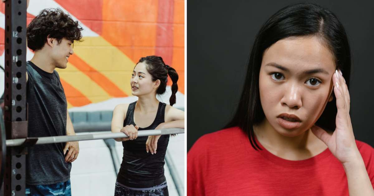 (L) Couple talking in gym. (R) Stressed woman. (Representative Cover Image Source: Pexels | (L) Ketut Subiyanto, (R) Tima Miroshnichenko)