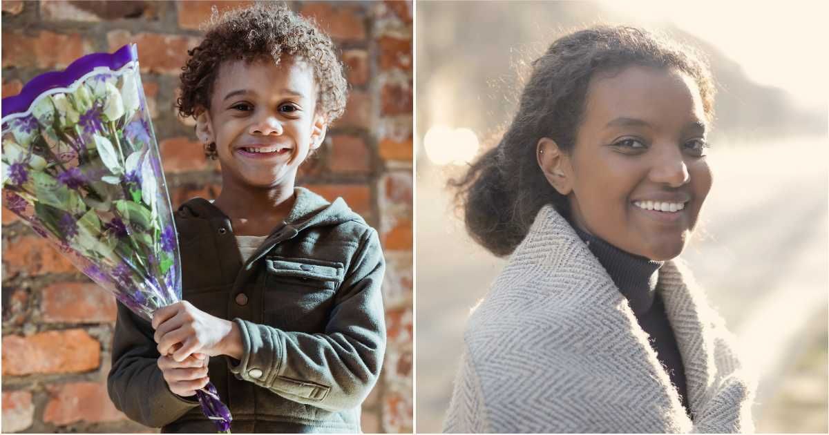 (L) A little boy is excitedly holding a bouquet. (R) A woman smiles while looking at something. (Representative Cover Image Source: Pexels| L - Keira Burton, R - Andrea Piacquadio)