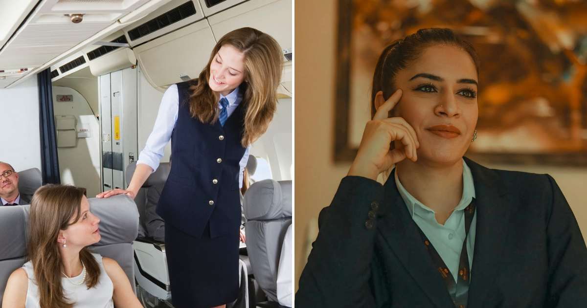 (L) Cabin crew talking to a woman on a plane. (R) A manager smirks. (Representative Cover Image Source: L - Getty Images| Westend61, R - Pexels| Murat IŞIK)