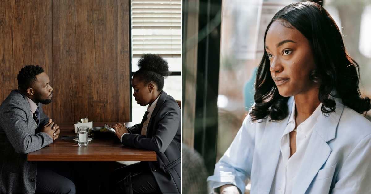 (L) A woman seems uninterested as a man sits facing her at a restaurant. (R) A woman looks annoyed. (Representative Cover Image Source: Pexels| L - August de Richelieu, R - Mike Jones)
