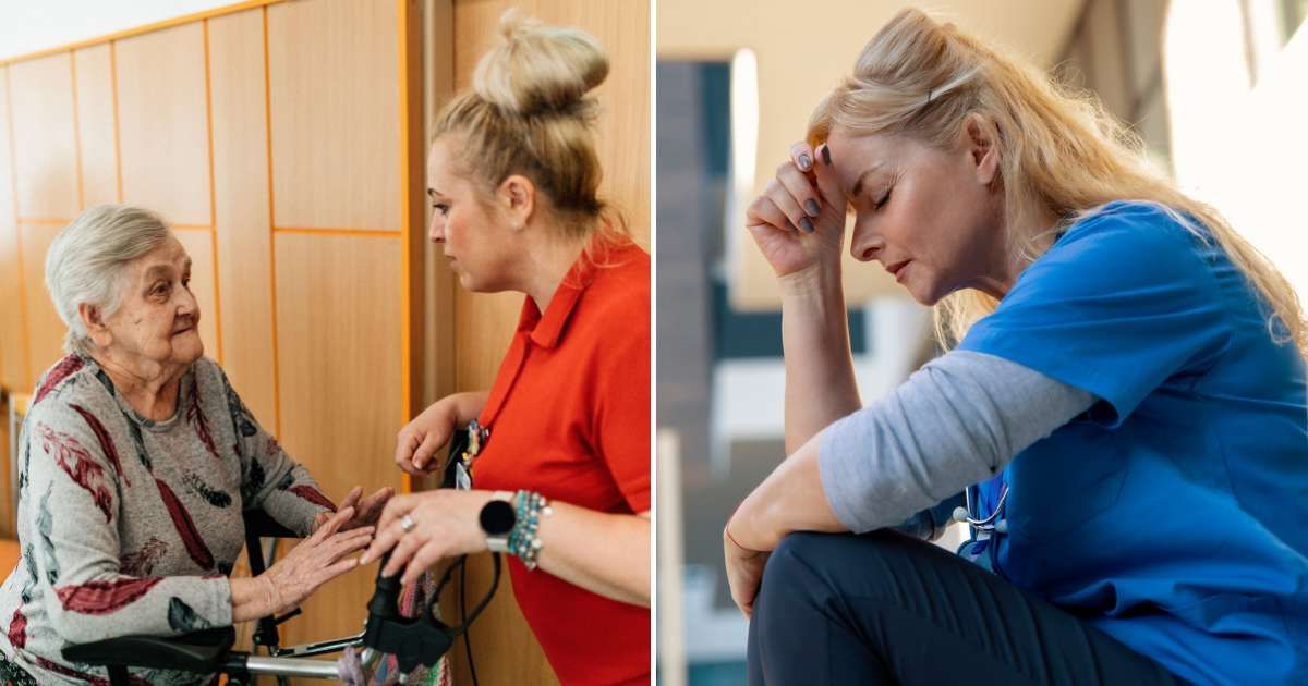 A nurse is taking care of an elderly woman (L). A nurse upset (R)(Representative Cover Image Source: Pexel and Getty Images | Photo by Jsme MILA and PhotoLife94)