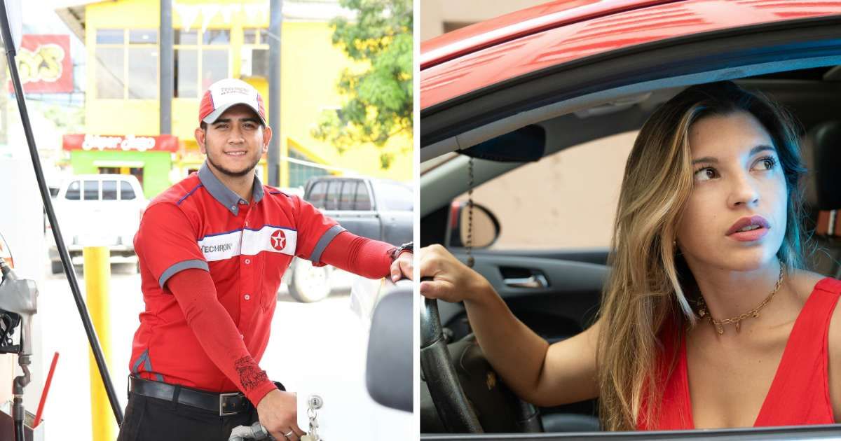 (L) Employee at gas station. (R) Stunned woman sitting in car. (Representative Cover Image Source: Pexels | (L) Crea Crea, (R) Patricia Bozan)